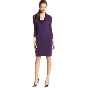 Three Dots Purple Cowl Neck Long Sleeve Knit Dress Size Small